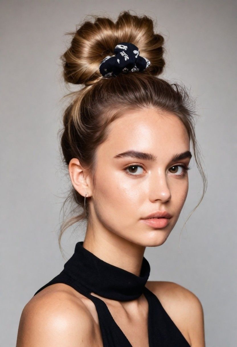 messy bun with accessories