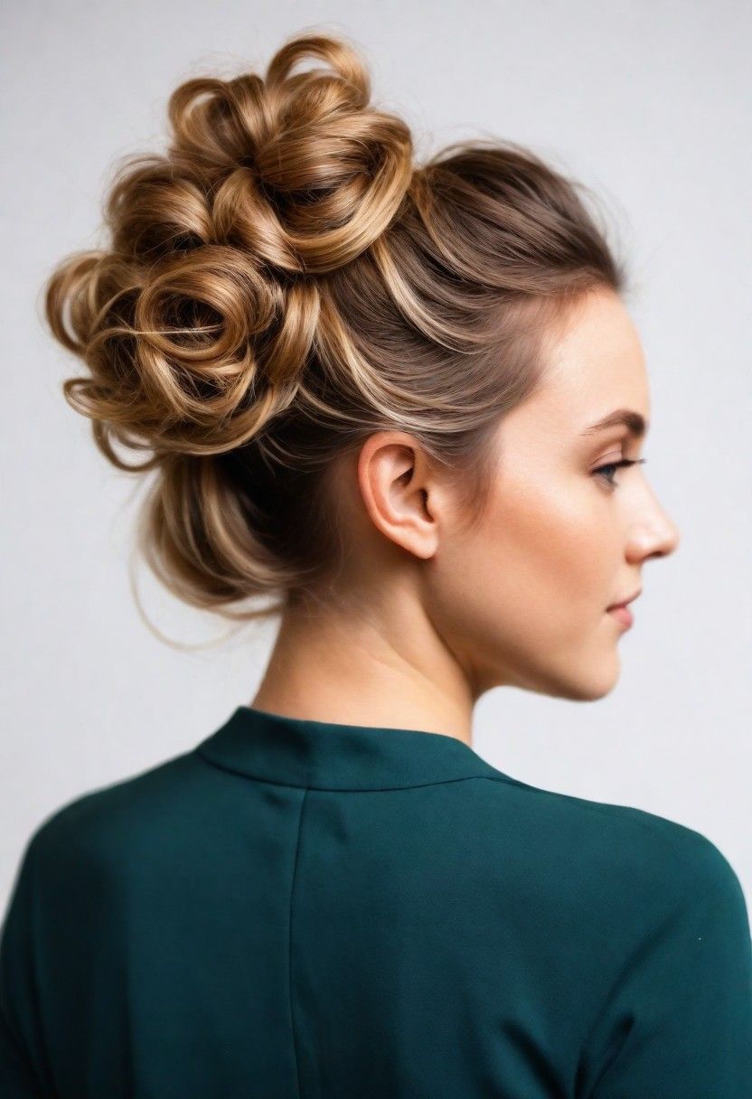 messy bun with curls