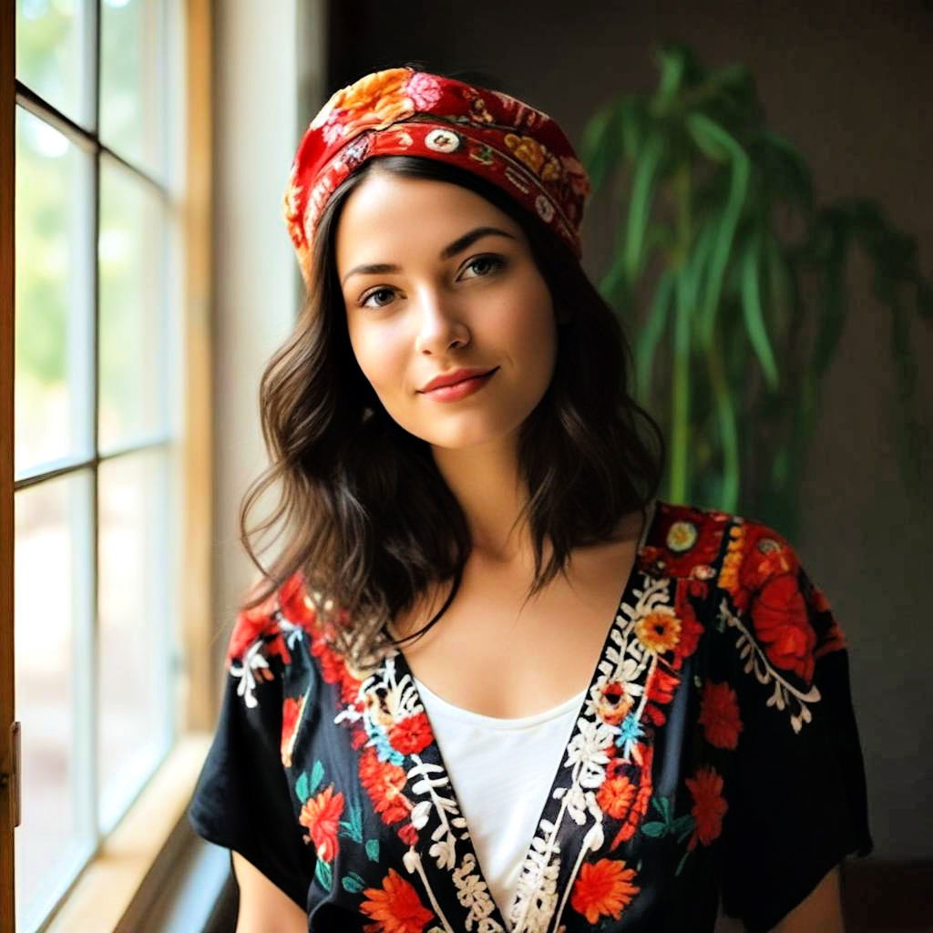 mexican embroidered headband hairstyle