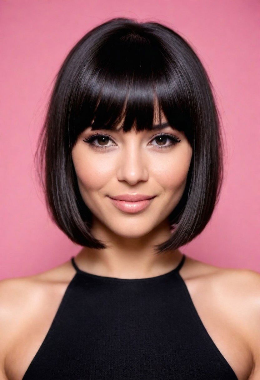 modern bob with bangs hairstyle