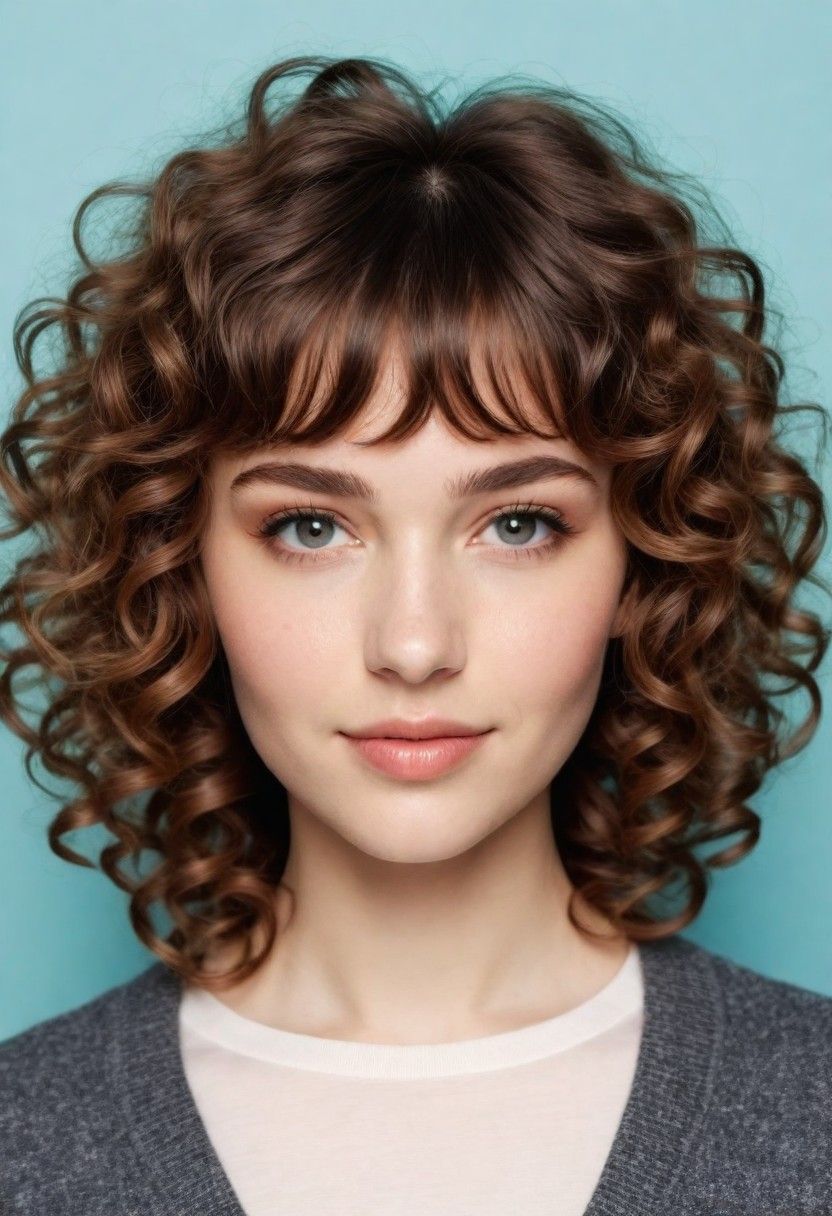 natural curls with bangs