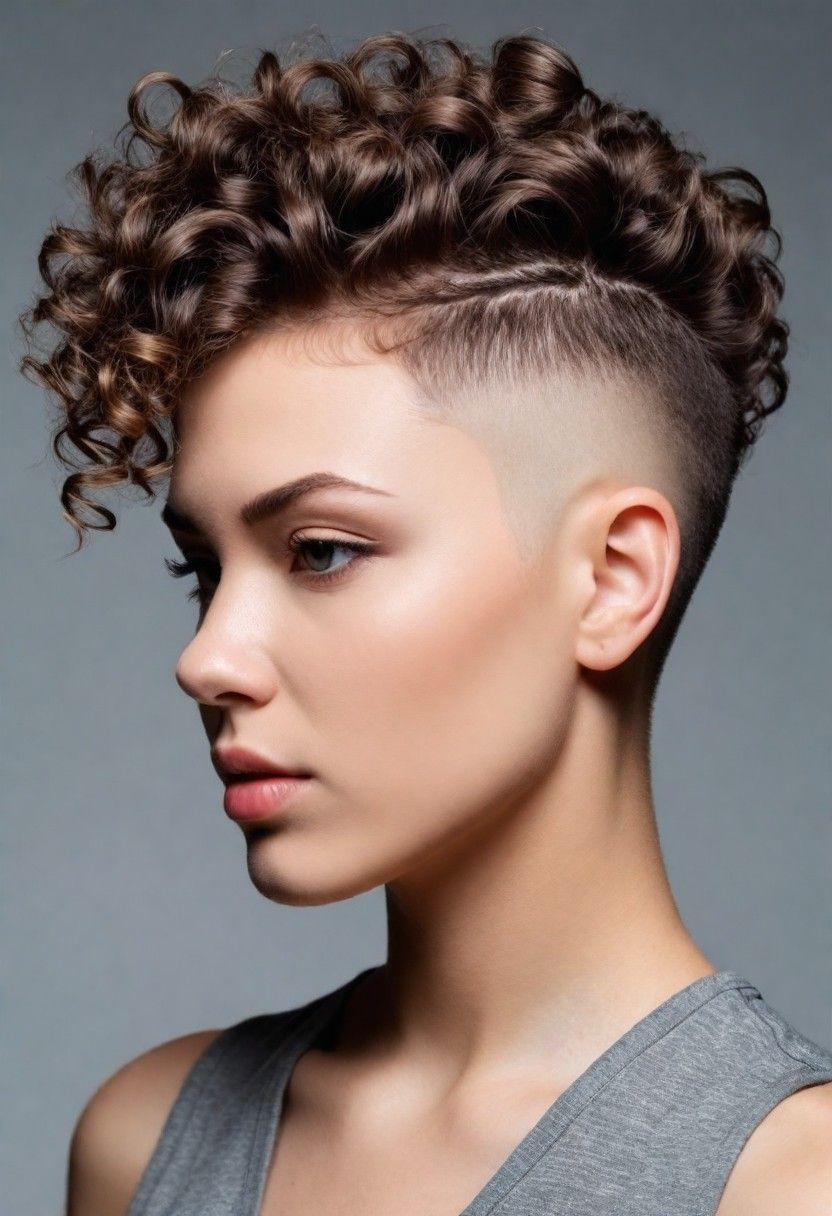 natural curls with shaved sides