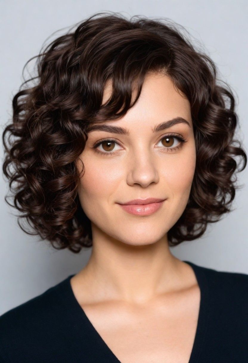 natural curly bob with layers