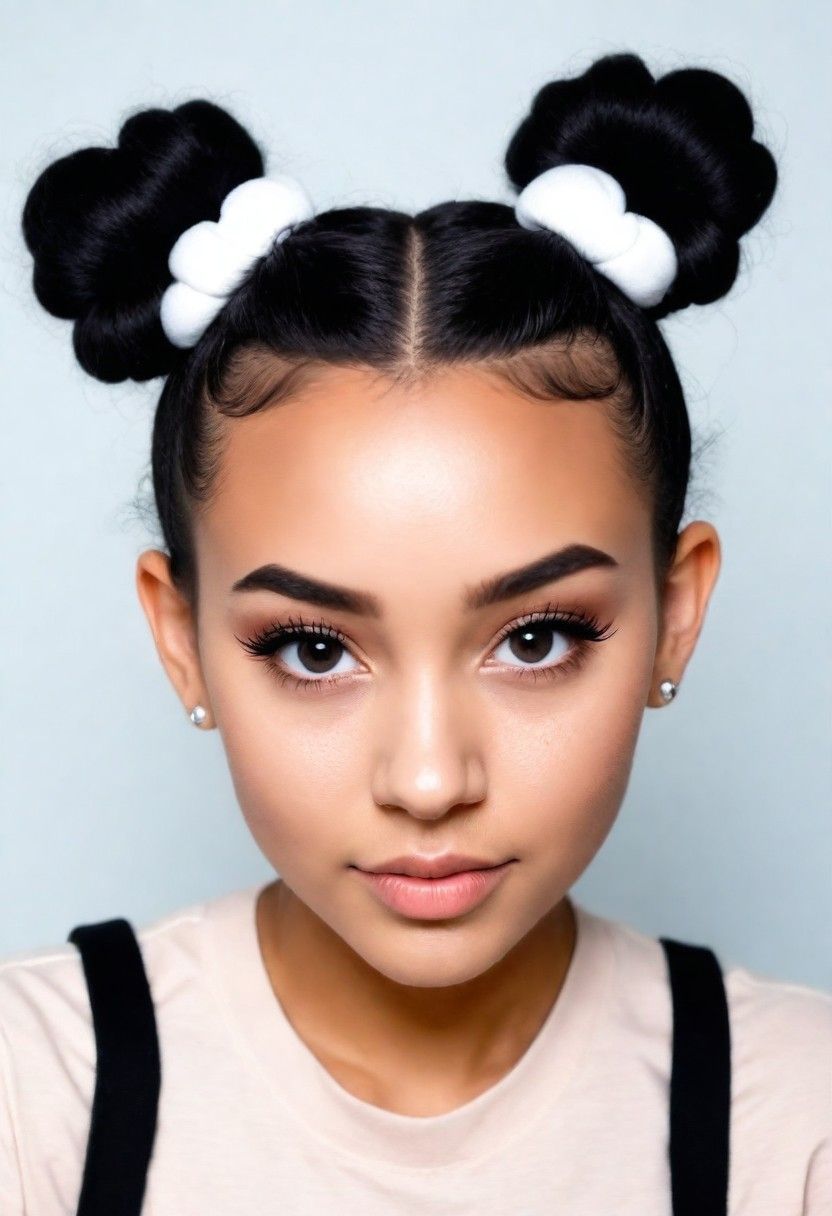 natural space buns hair style