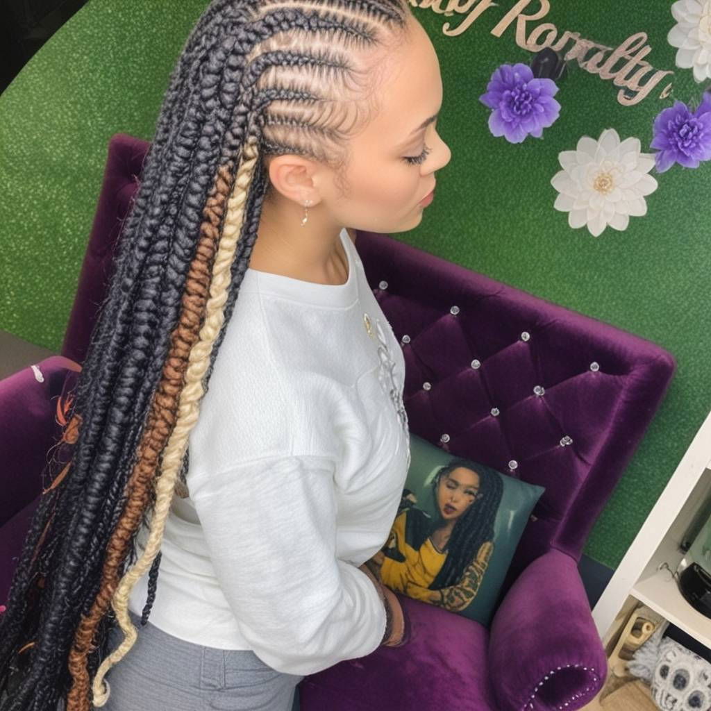 playful peekaboo cornrows hairstyle
