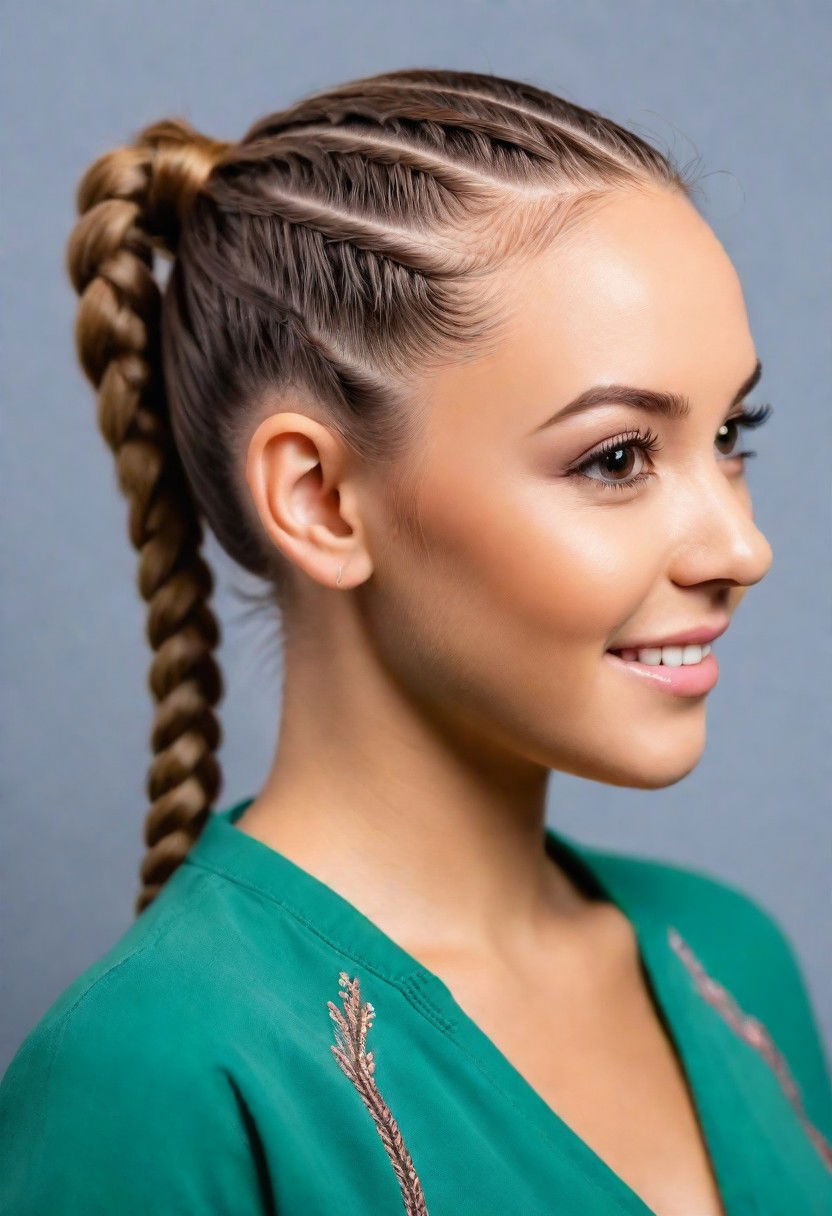 pretty cornrows with a ponytail hairstyle