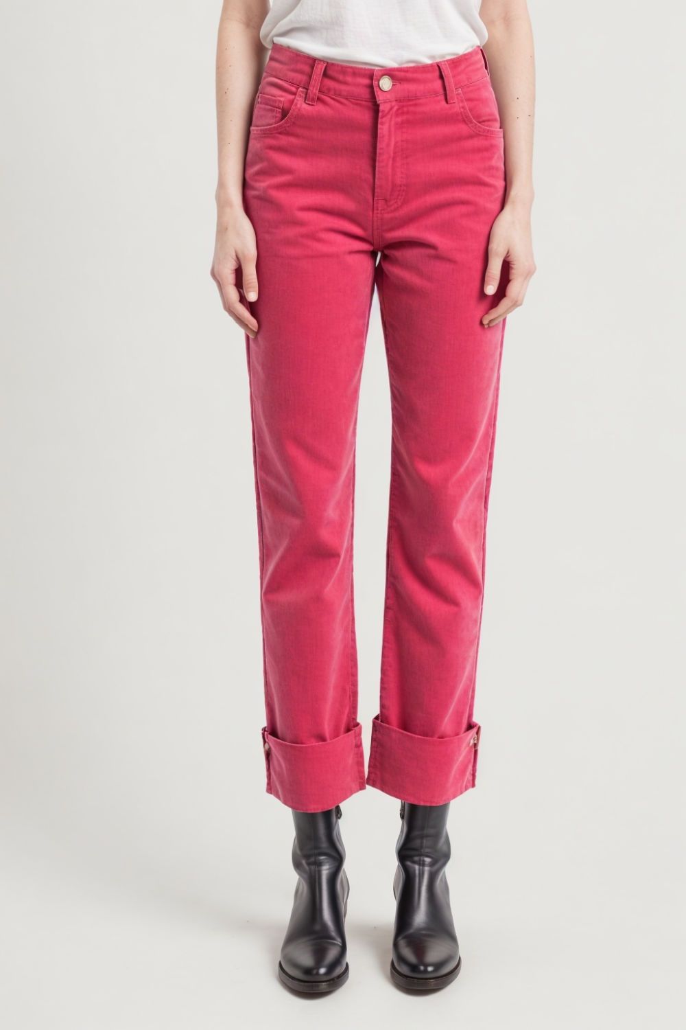 raspberry pink corduroy pants