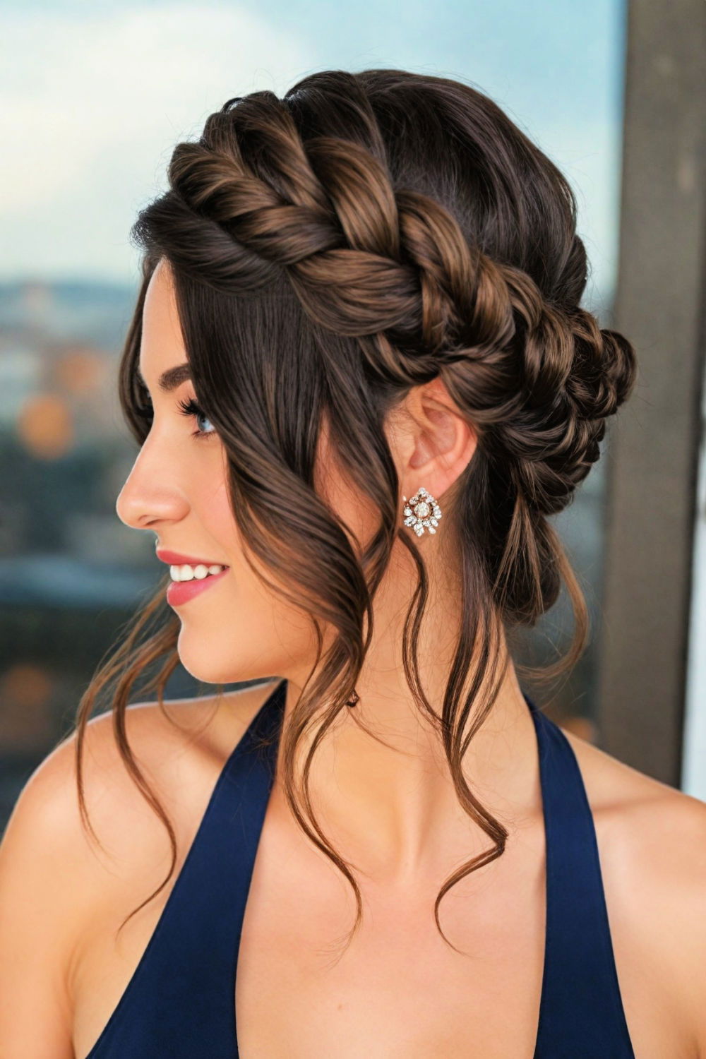 regal and elegant crown braid hairstyle