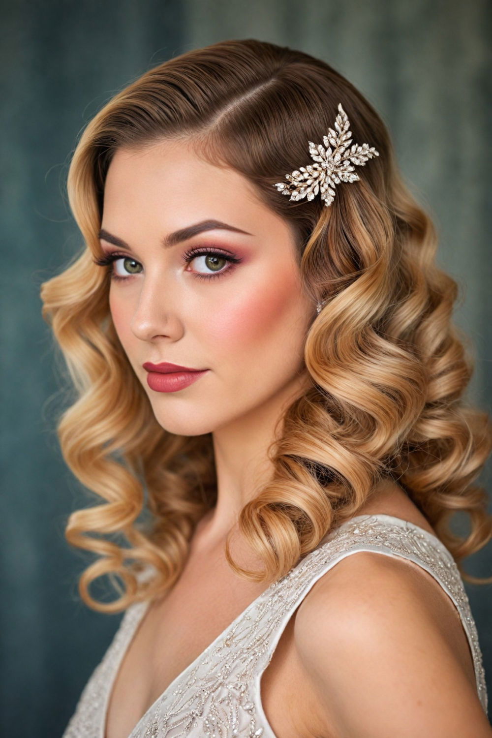 retro finger waves hairstyle for long hair