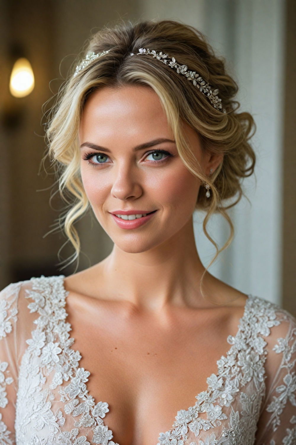 romantic messy updo with loose strands hairstyle