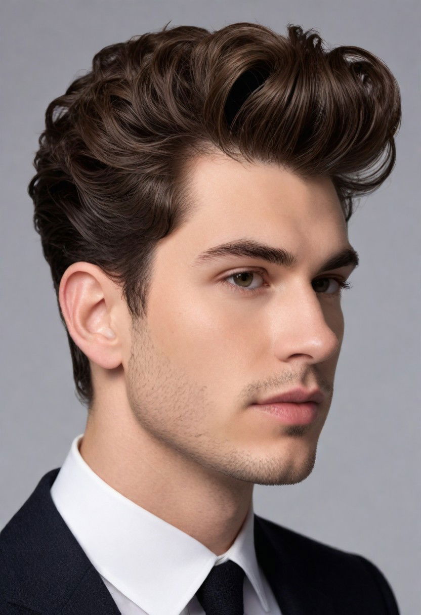 romantic stylish wavy pompadour