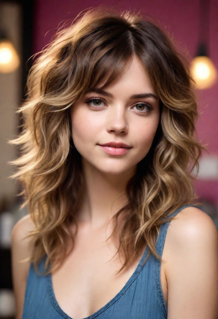 shaggy layers haircut for long wavy hair