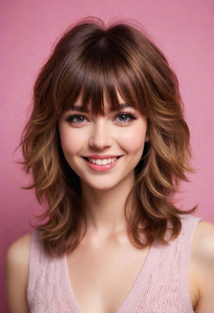 shaggy layers with bangs