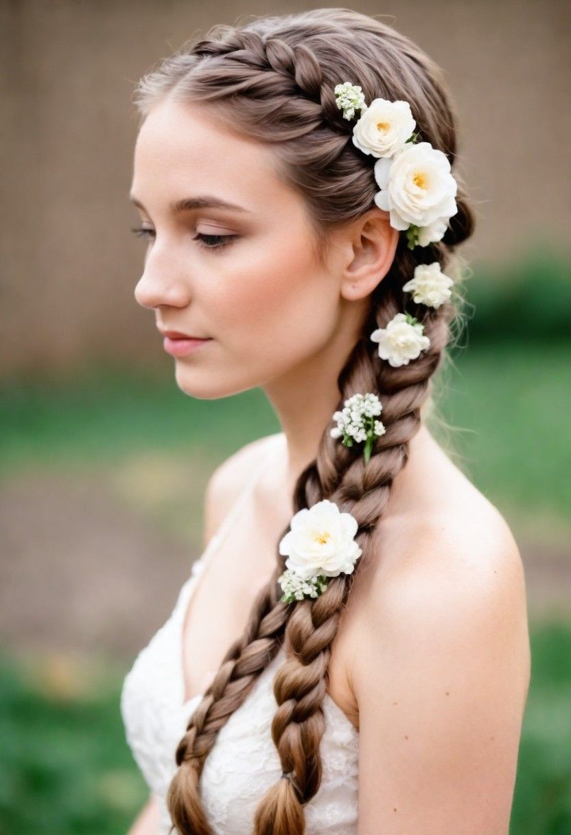 side braid with flowers
