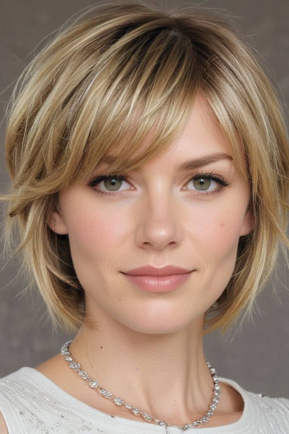 side swept bangs with tapered layers