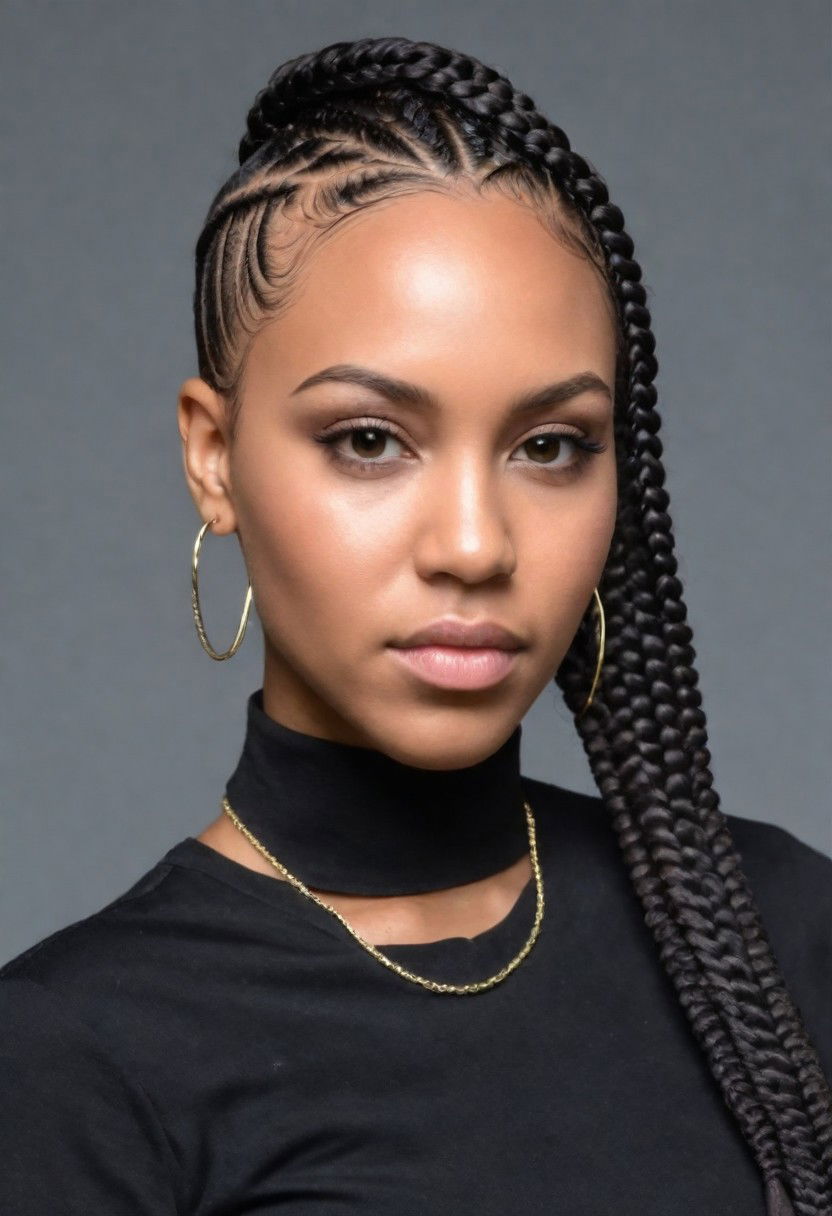 side swept cornrows hairstyle