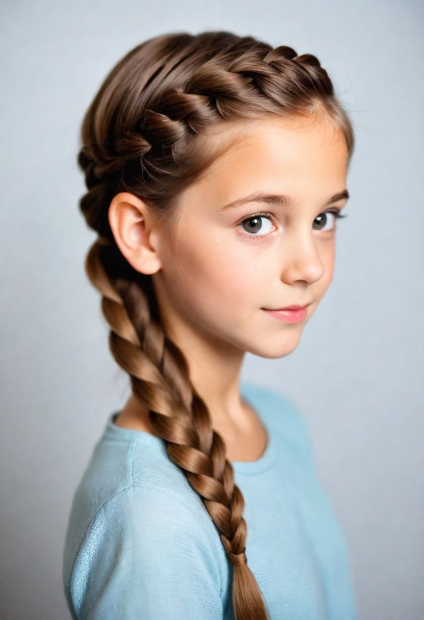 side swept french braid hairstyle for little girl