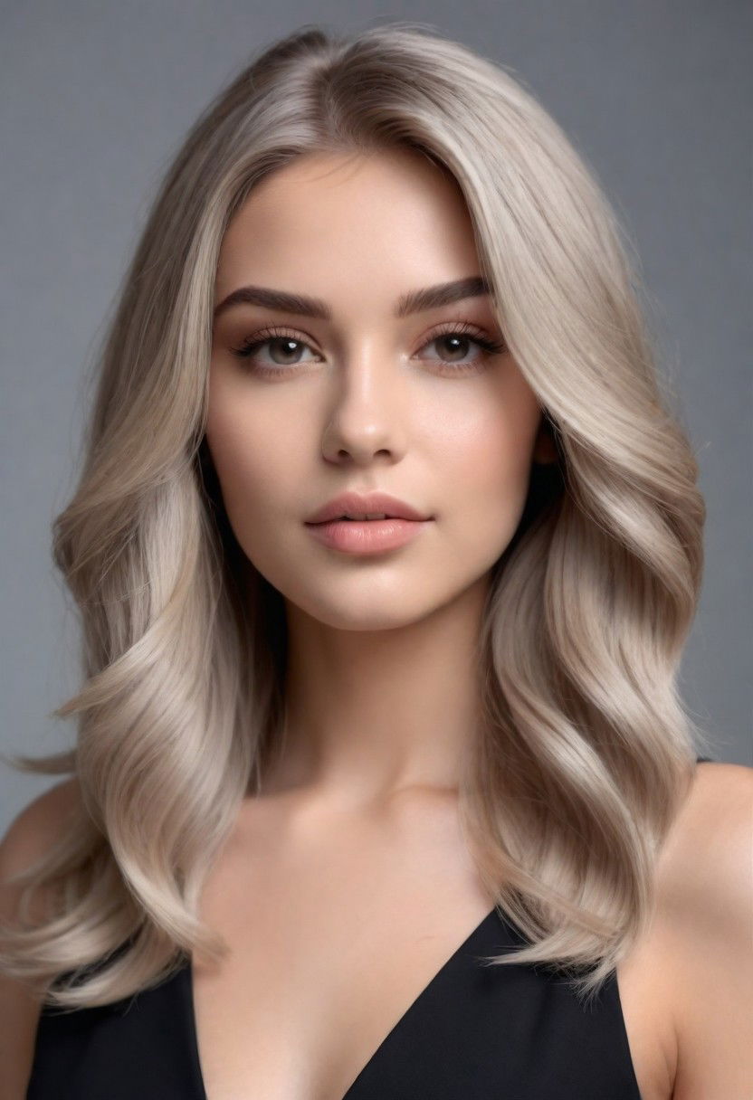 sleek ash blonde waves hairstyle