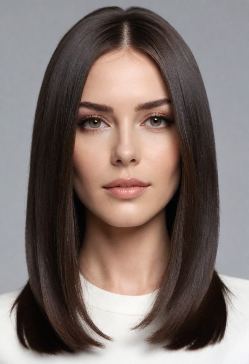 sleek mid length with center part