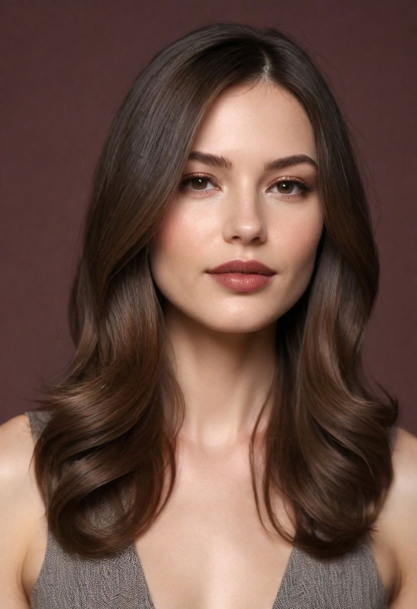 sleek mid part layers hairstyle