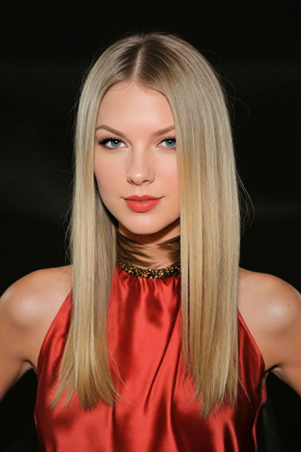 sleek middle part hairstyle
