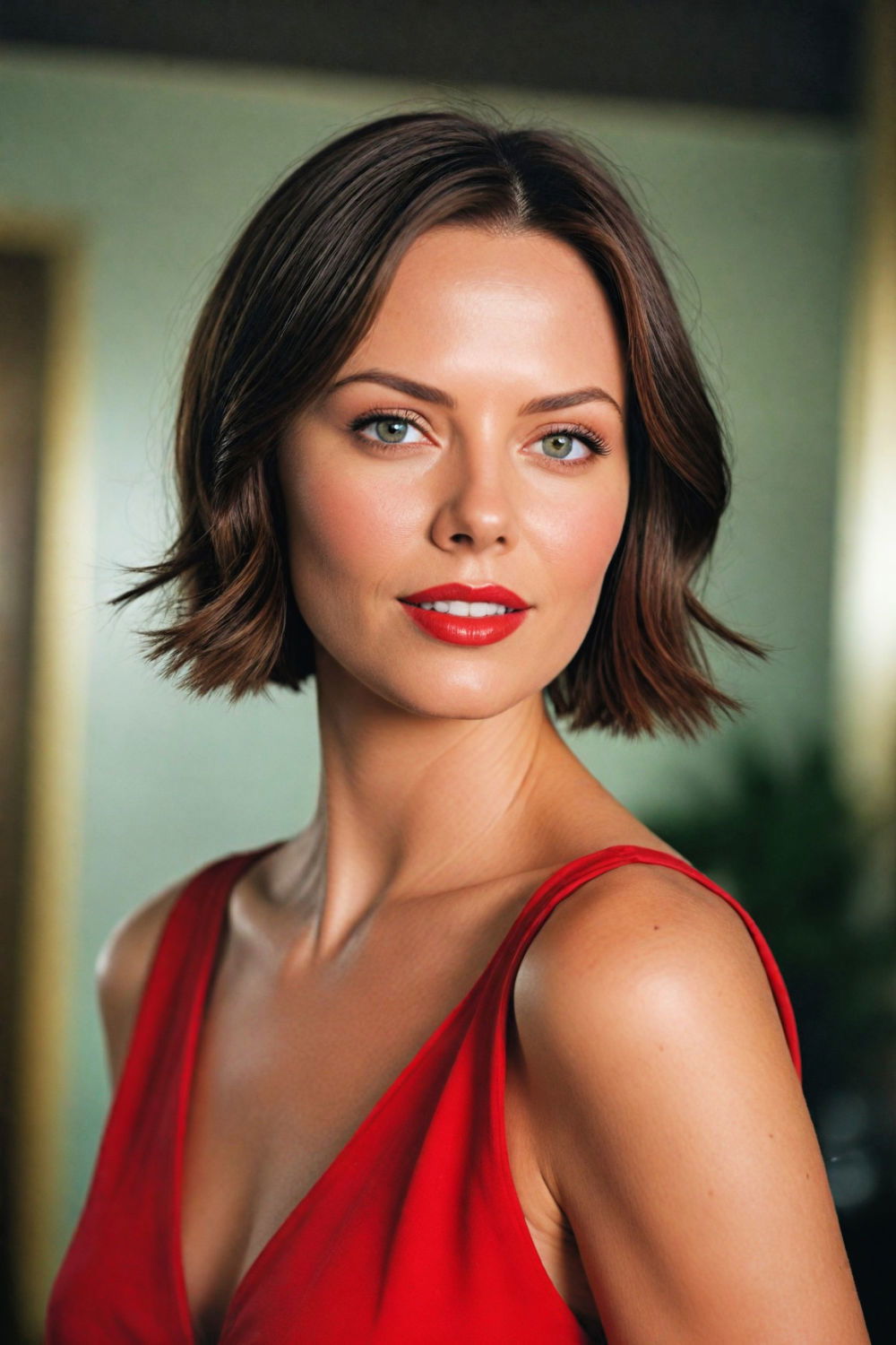 sleek middle parted bob hairstyle