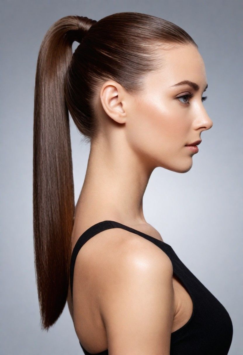 sleek ponytail for medium length hair