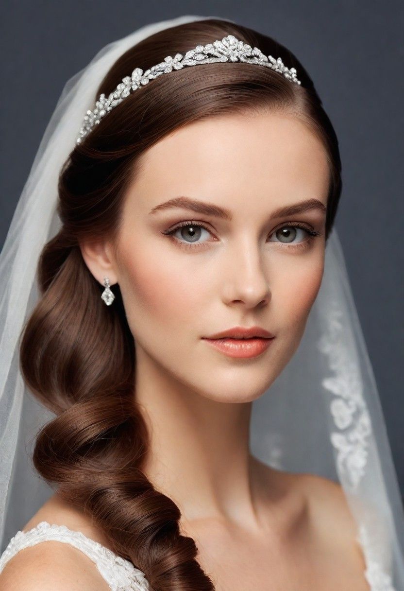 sleek side part hairstyle for bridal
