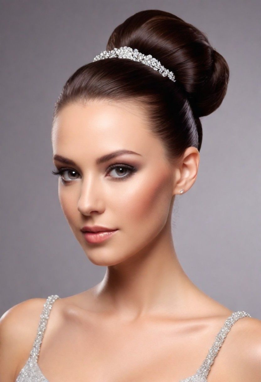 sleek updo for a round face