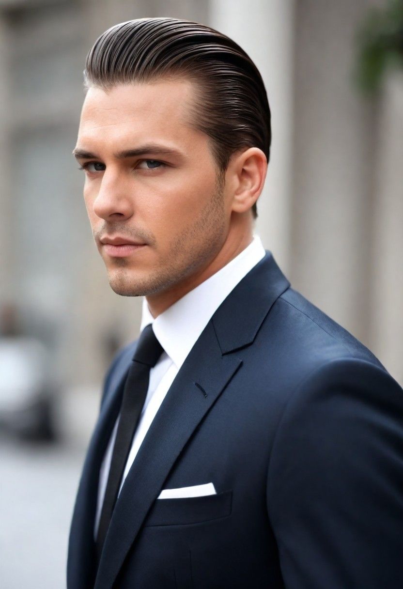 slicked back hairstyle