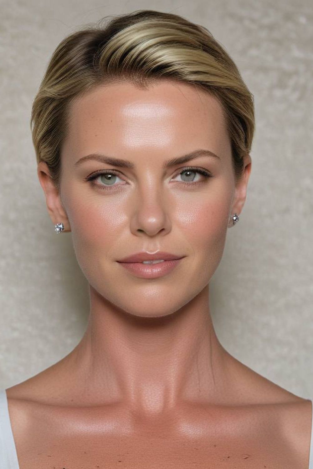 slicked back layered crop short hairstyle