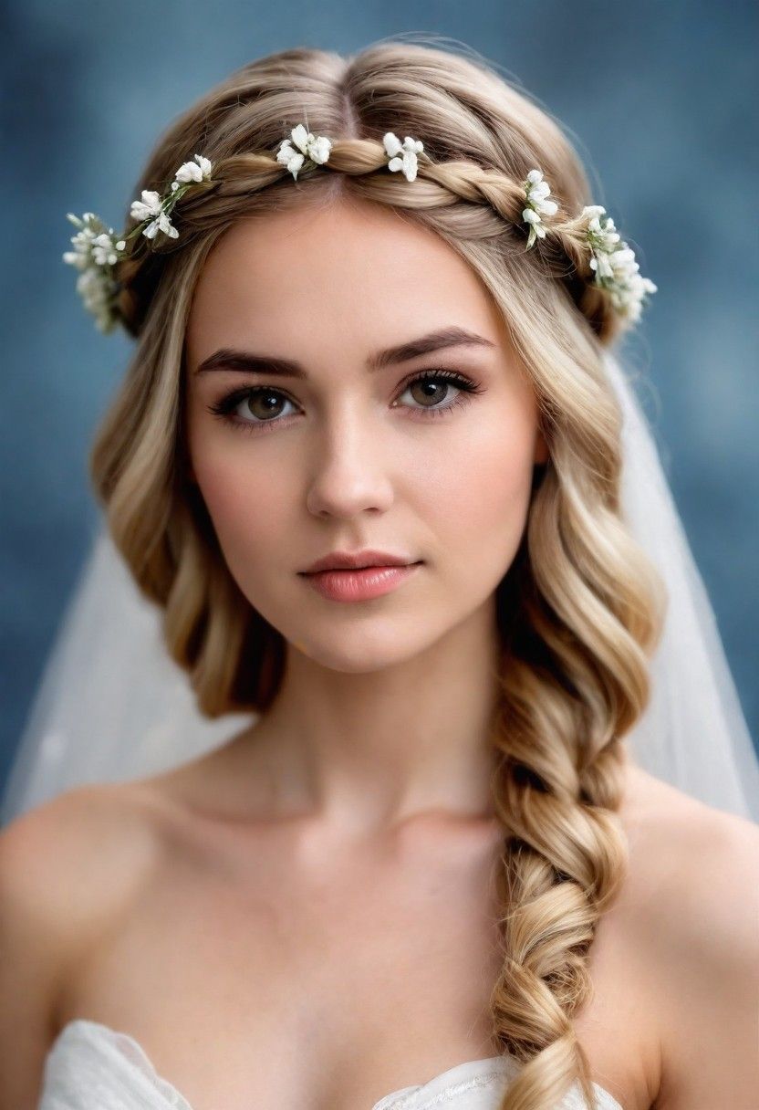 soft braided halo hairstyle