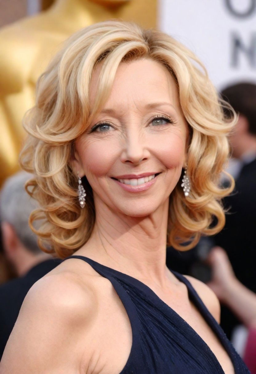 soft curly bob with side swept bangs