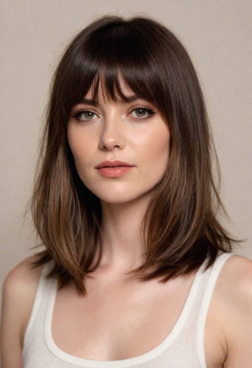 soft layered cut with curtain bangs