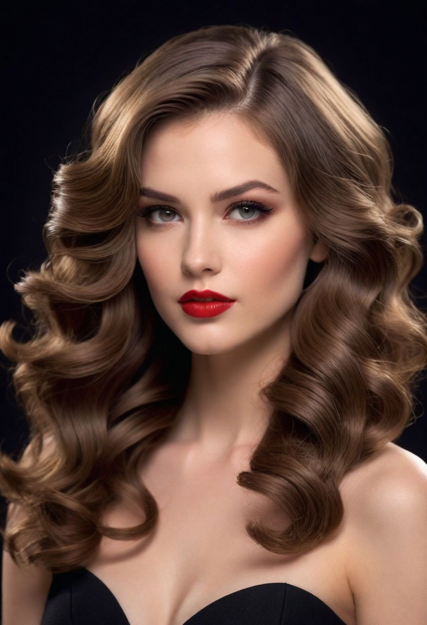 sophisticated voluminous waves with side part