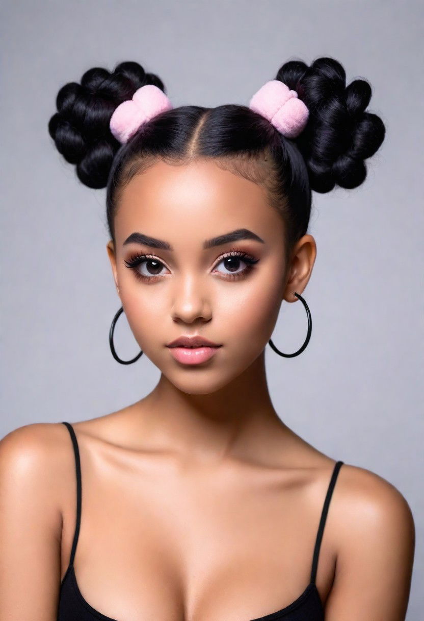 space buns afro hairstyle for women