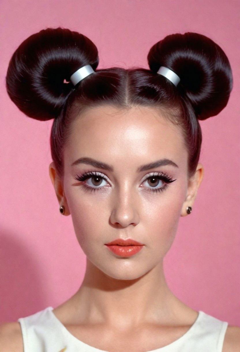space buns retro and modern hairstyle