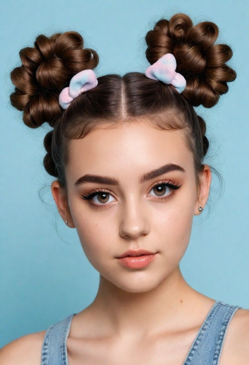 space buns with curls hair style