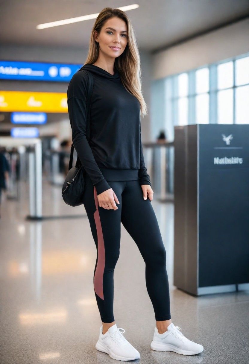 sporty athleisure vibe airport outfit