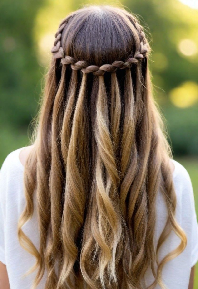 stunning waterfall braid hairstyle