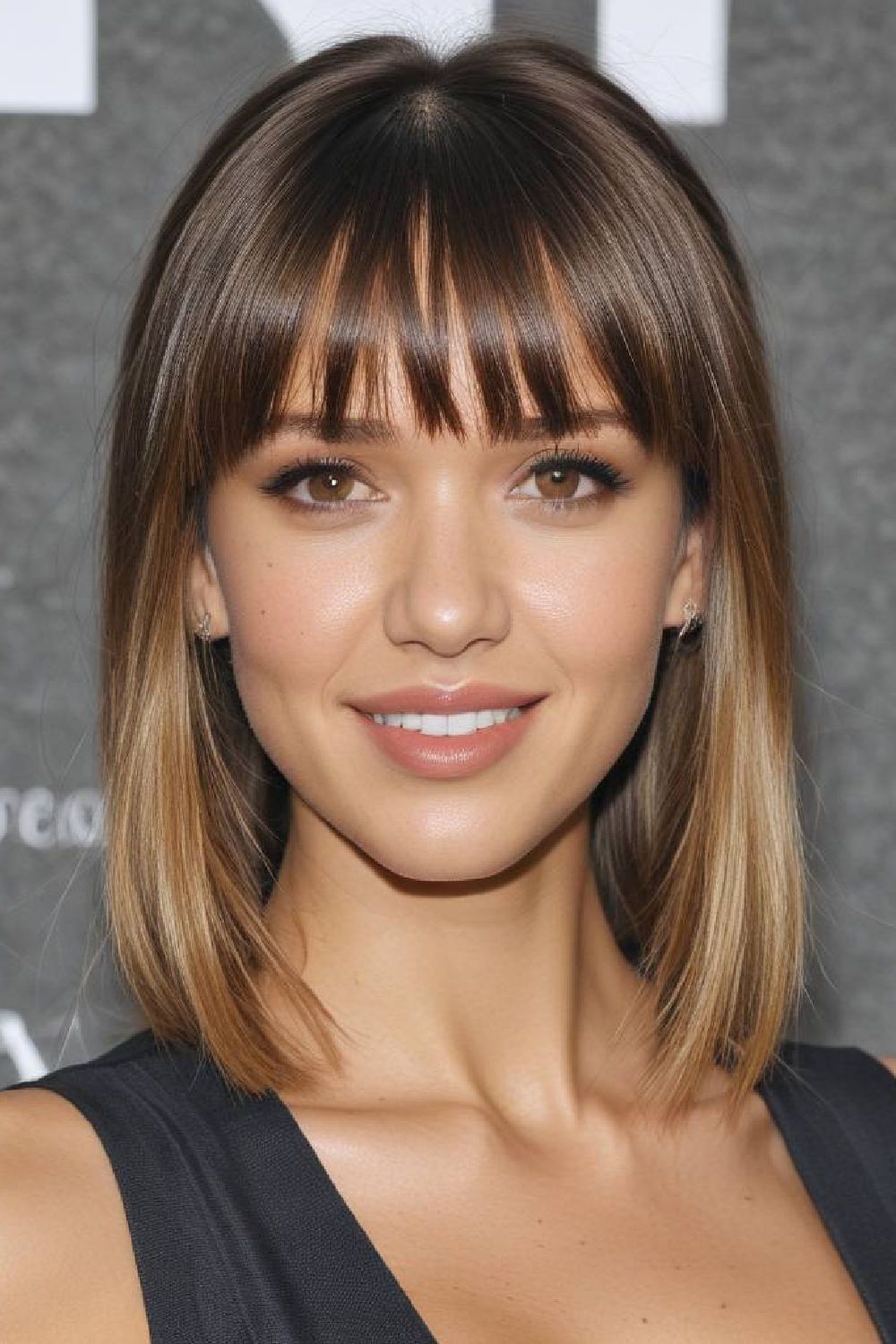 stylish blunt bangs hairstyle