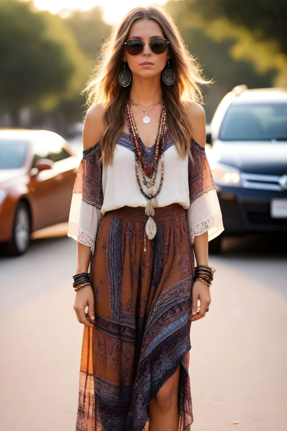 stylish boho chic for dinner outfit