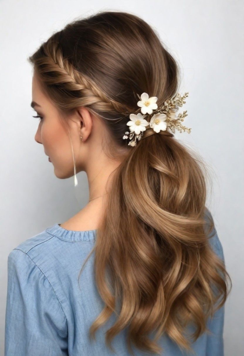 stylish loose ponytail with accessories