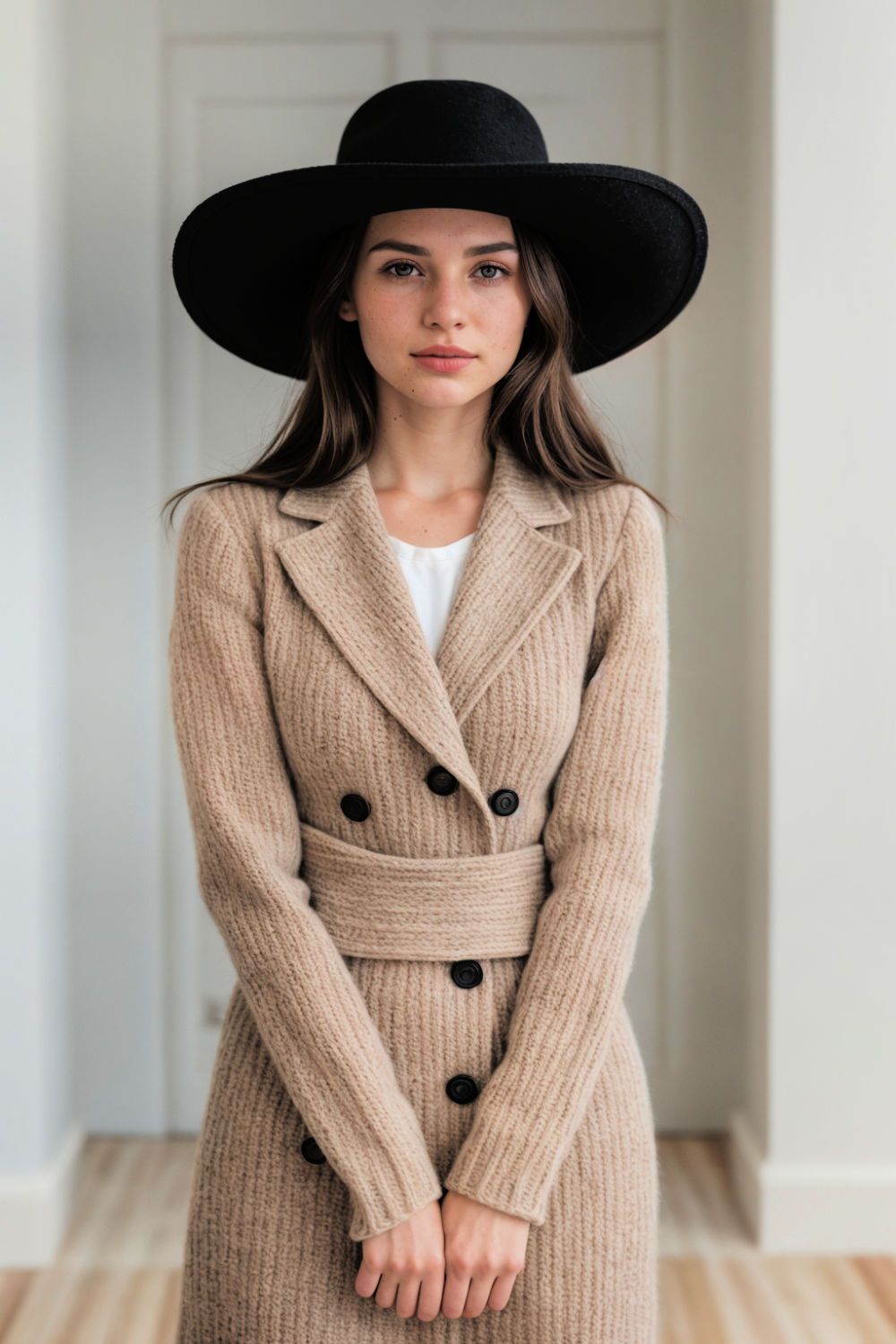 stylish wide brim hat for fall outfit