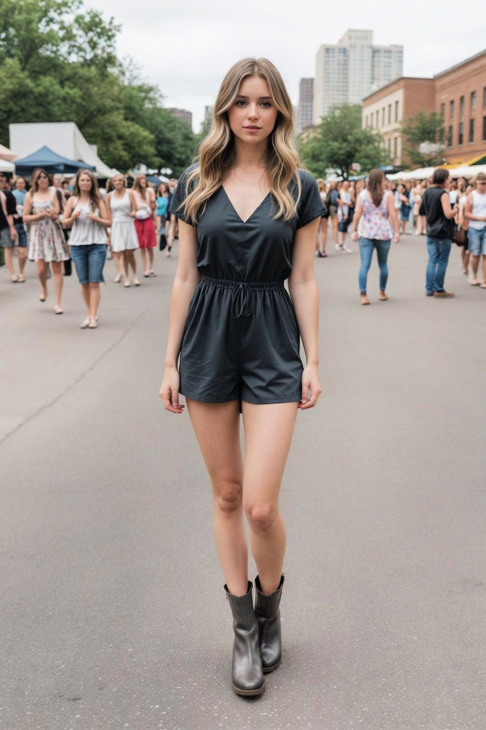 sweet romper and ankle boots
