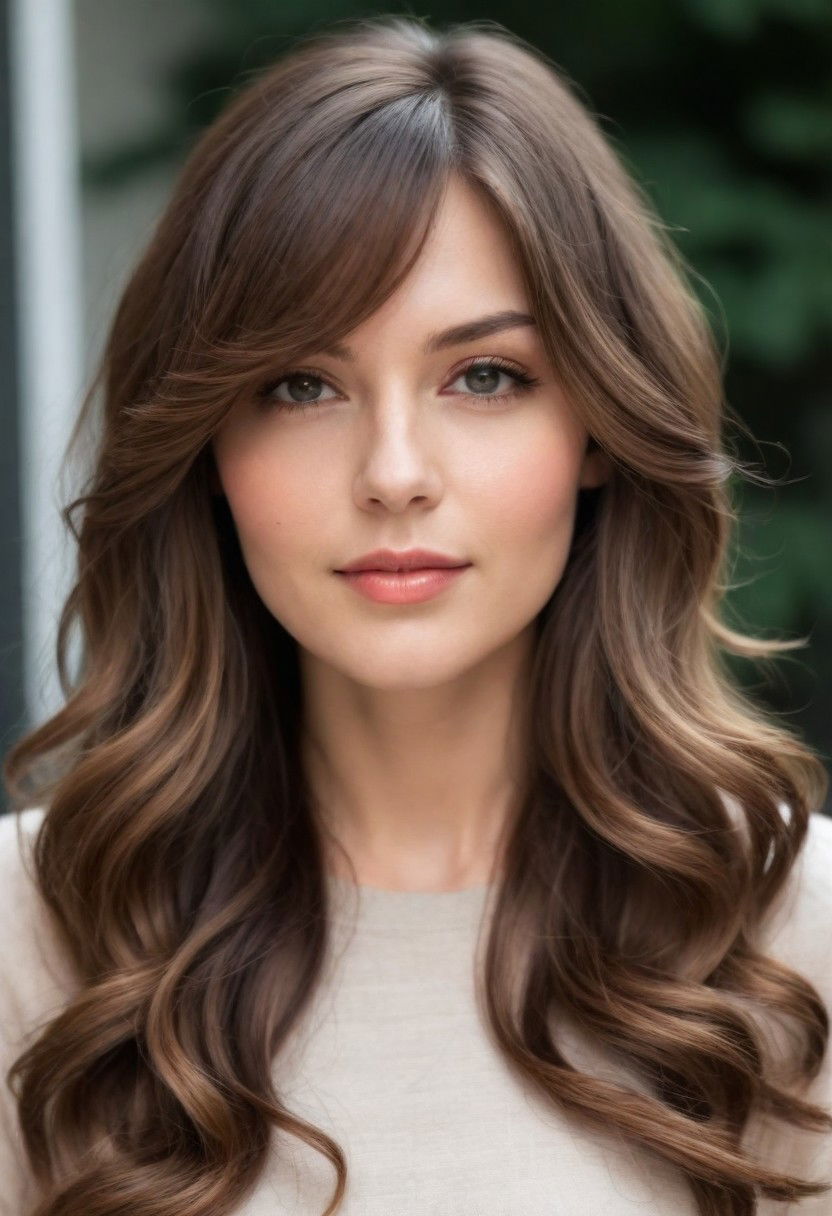 swooping side bangs hairstyle