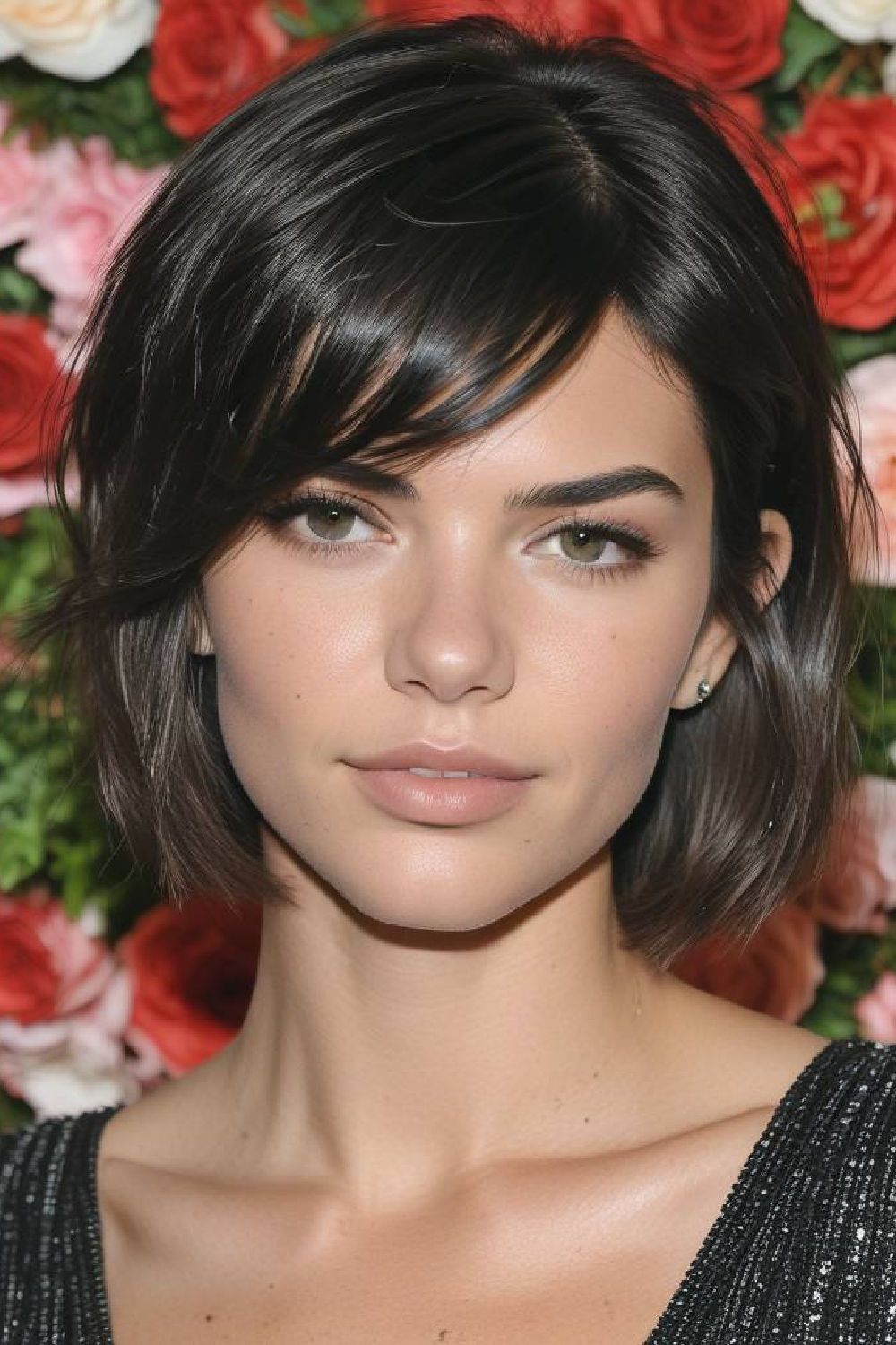 textured bob hairstyle with side part