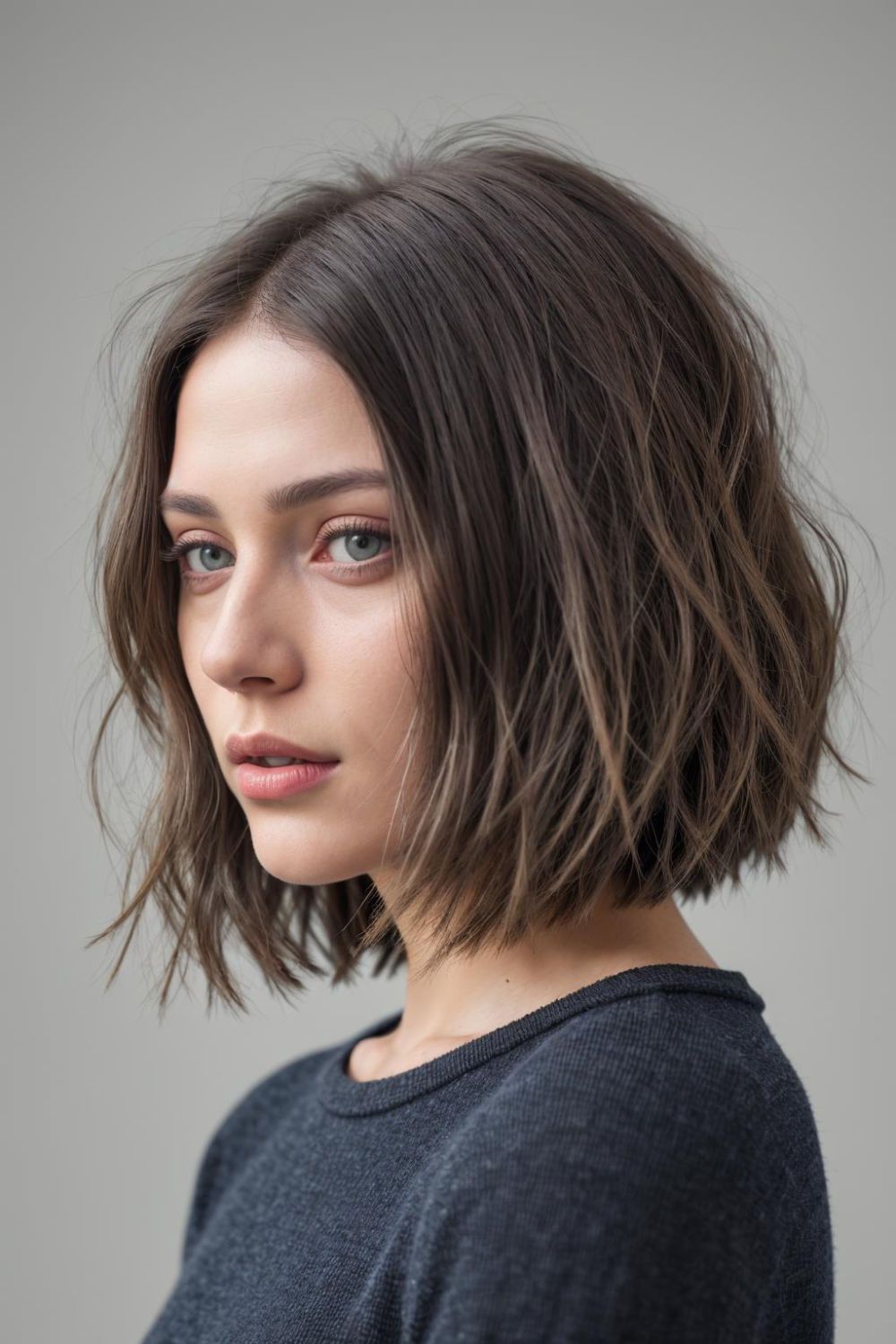 textured lob hairstyle