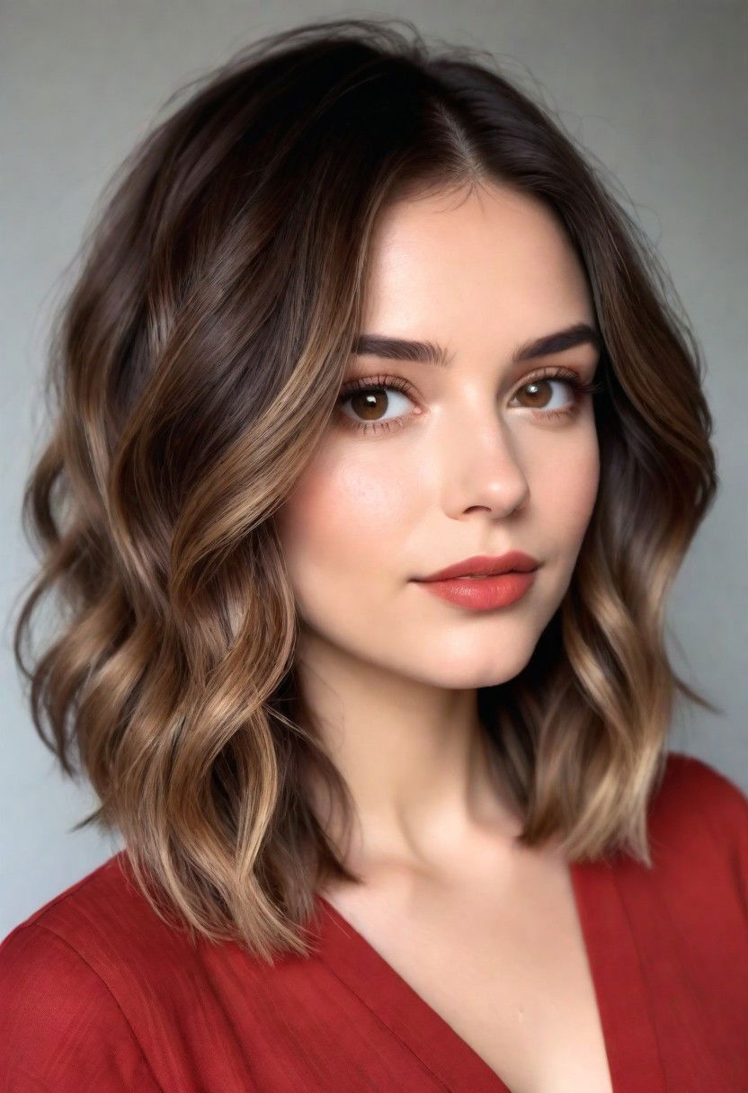 textured lob hairstyle
