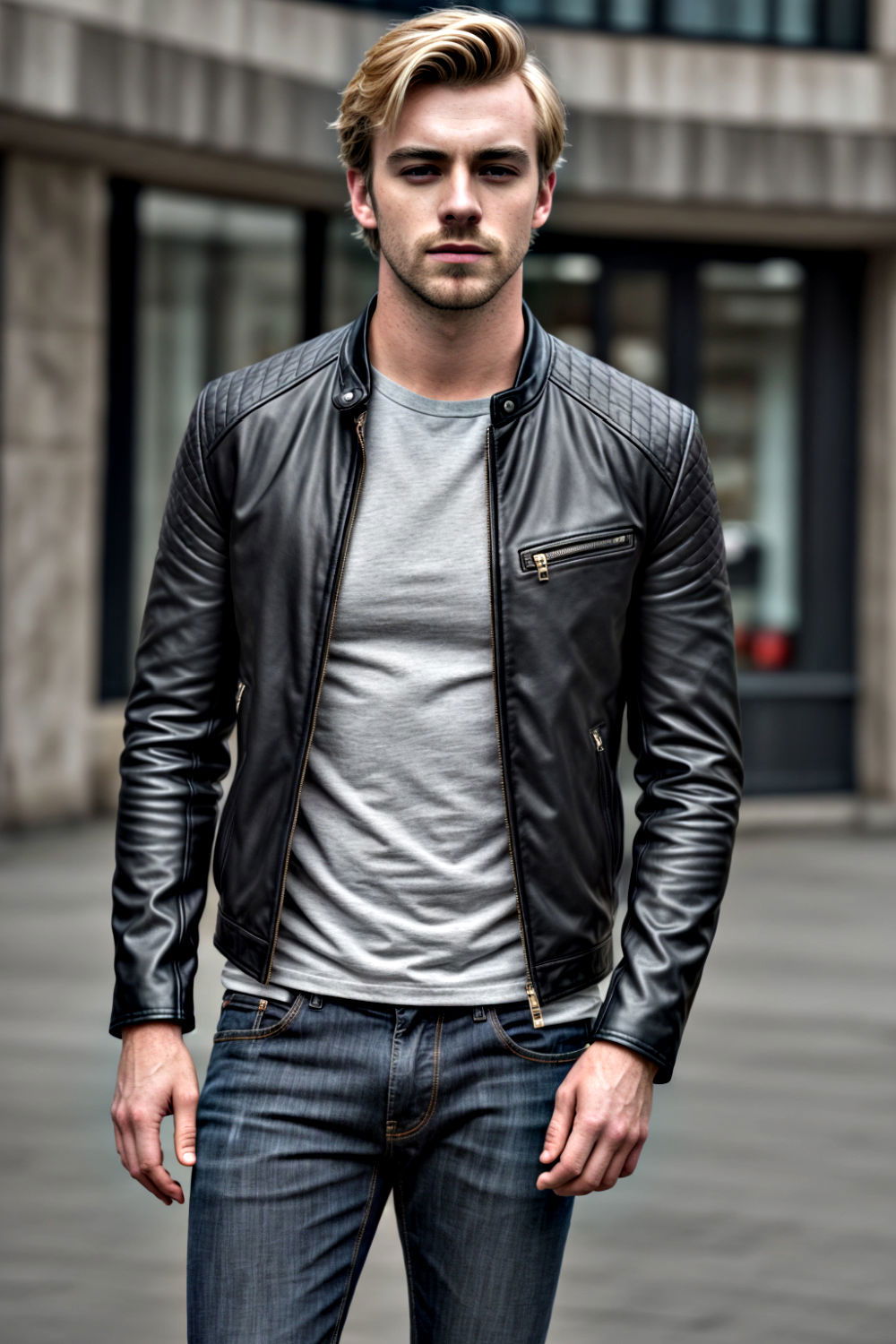 timeless smart leather jacket look